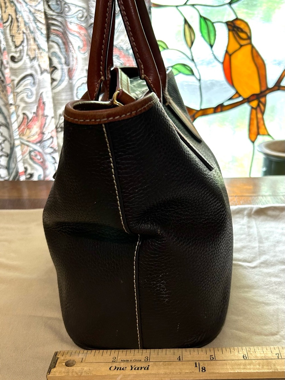 Dooney & Bourke Dark Brown Pebbled Leather Tote - Picture 3 of 12